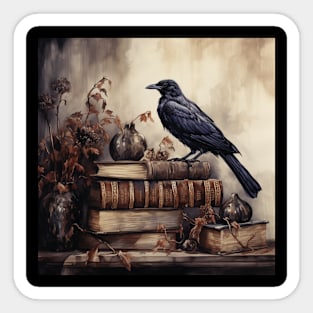 Raven and books Sticker